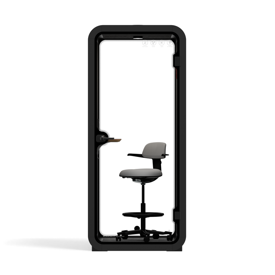 Office Pod Quell AcousticCharcoal / With Furniture | Upgraded Device Shelf / Dark Grey