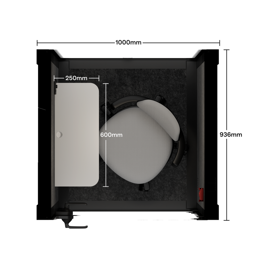 Office Pod Quell AcousticCharcoal / With Furniture | Upgraded Device Shelf / Dark Grey