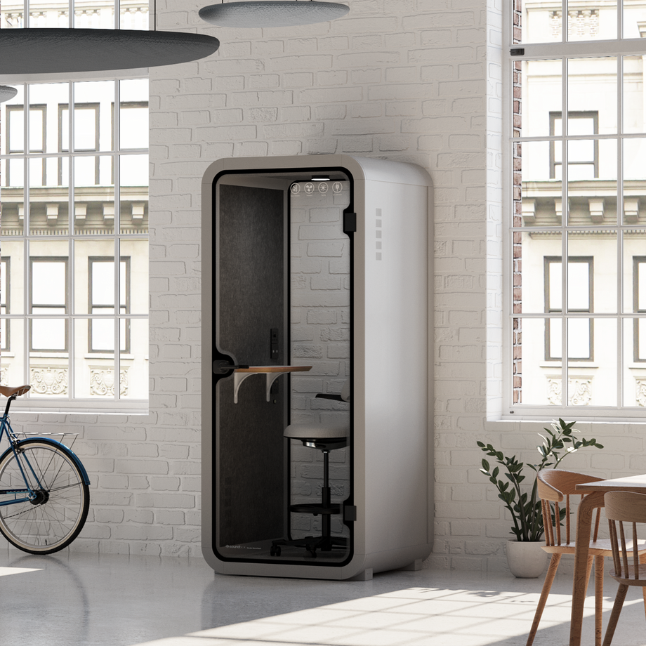Office Pod Quell AcousticLight Grey / With Furniture | Upgraded Device Shelf / Dark Grey