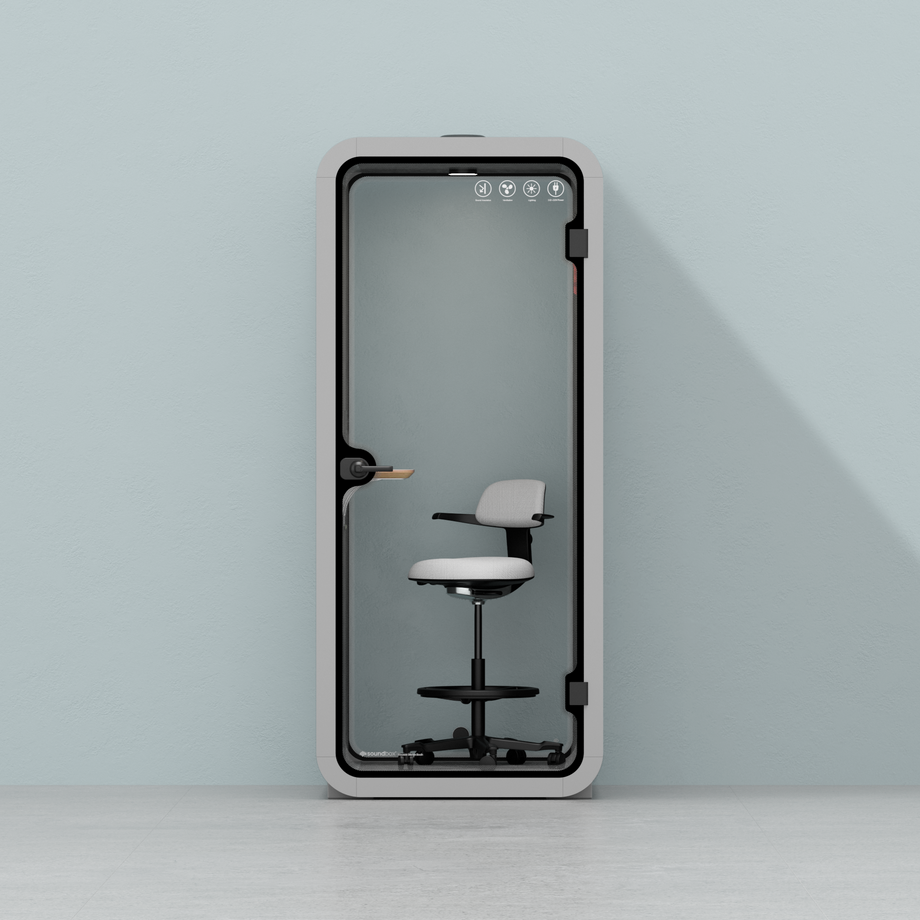 Office Pod Quell AcousticLight Grey / With Furniture | Upgraded Device Shelf / Dark Grey