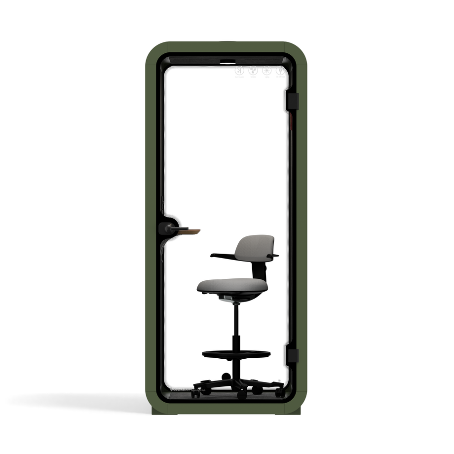 Office Pod Quell AcousticGreen / With Furniture | Upgraded Device Shelf / Dark Grey