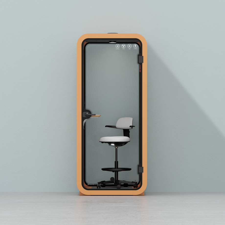 Office Pod Quell AcousticOrange / With Furniture | Upgraded Device Shelf / Dark Grey