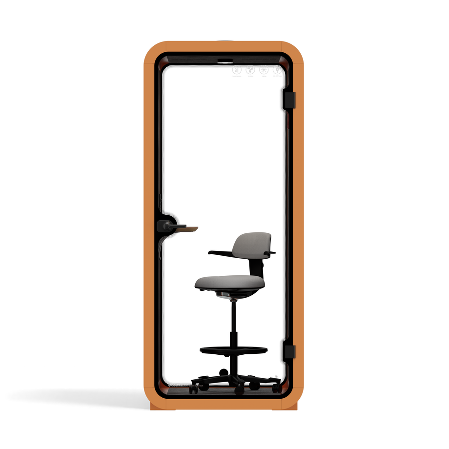 Office Pod Quell AcousticOrange / With Furniture | Upgraded Device Shelf / Dark Grey