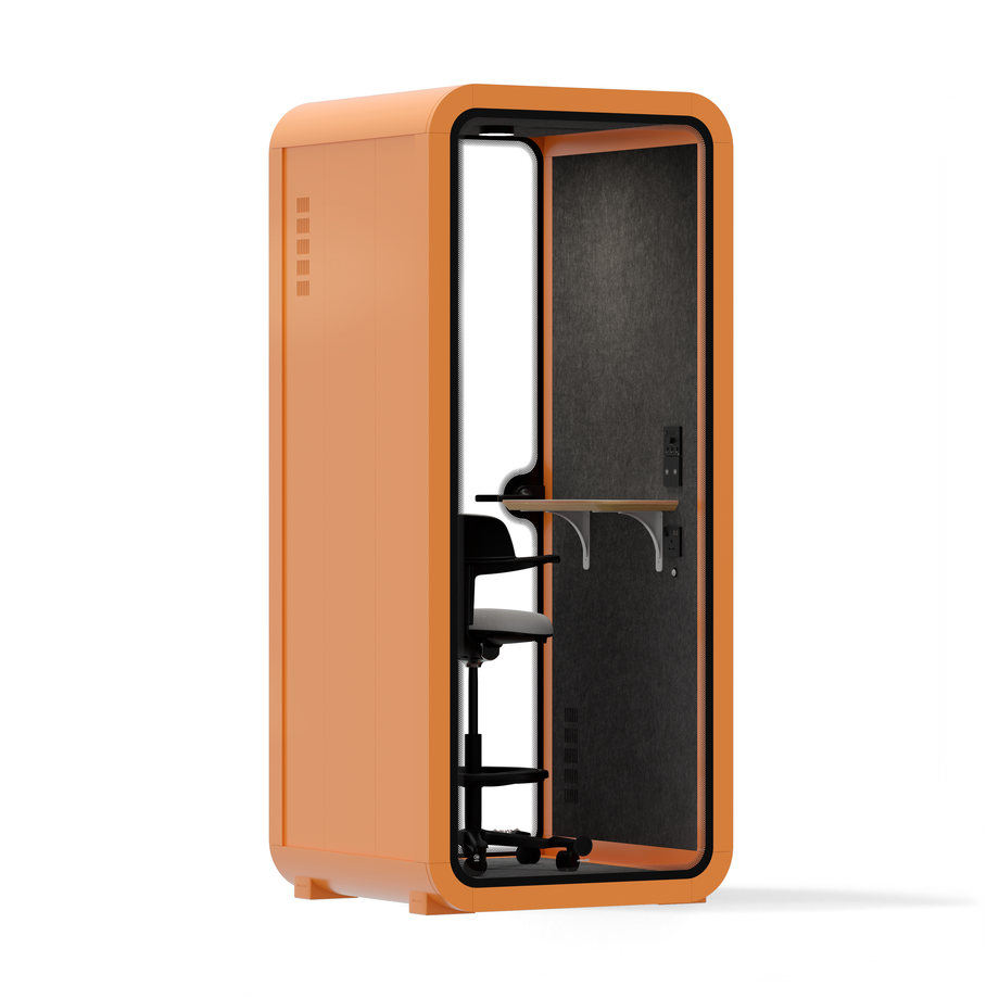 Office Pod Quell AcousticOrange / With Furniture | Upgraded Device Shelf / Dark Grey