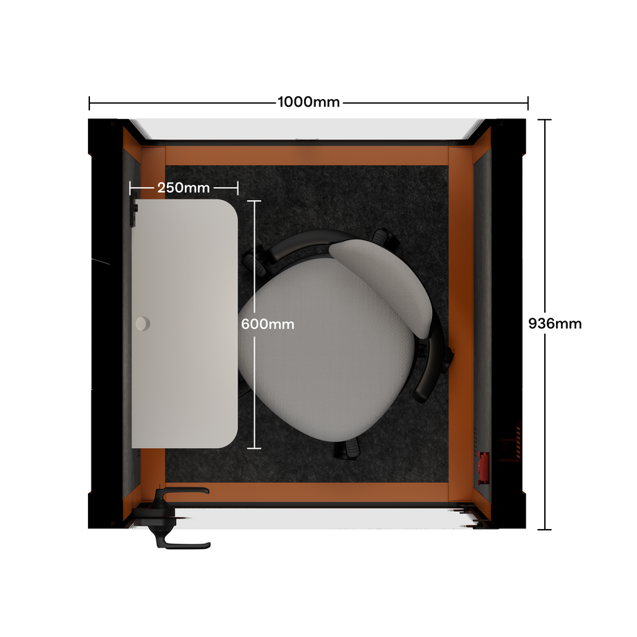 Office Pod Quell AcousticOrange / With Furniture | Upgraded Device Shelf / Dark Grey