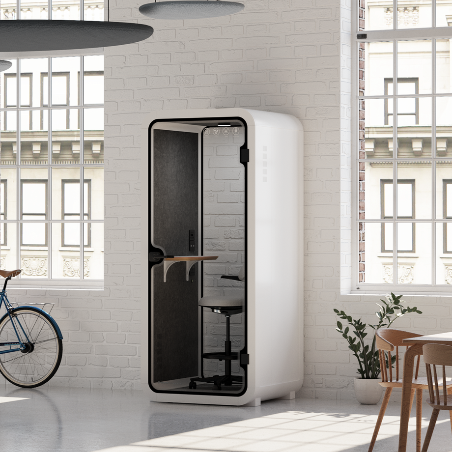 Office Pod Quell AcousticWhite / With Furniture | Upgraded Device Shelf / Dark Grey