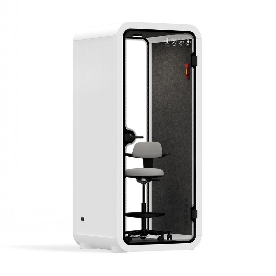 Office Pod Quell AcousticWhite / With Furniture | Upgraded Device Shelf / Dark Grey