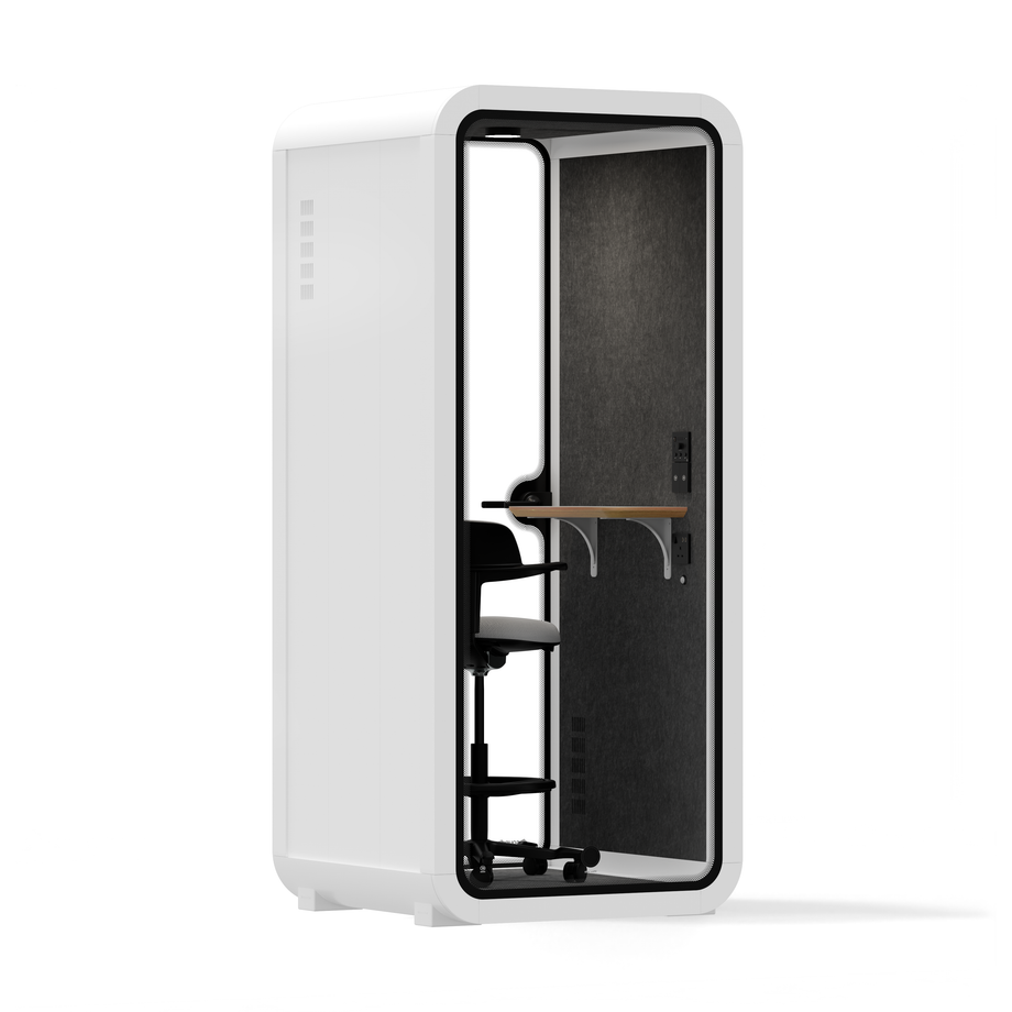 Office Pod Quell AcousticWhite / With Furniture | Upgraded Device Shelf / Dark Grey