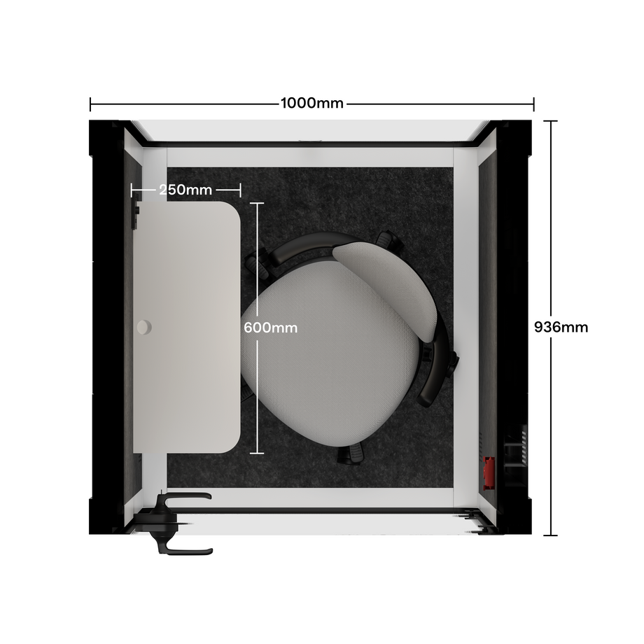Office Pod Quell AcousticWhite / With Furniture | Upgraded Device Shelf / Dark Grey