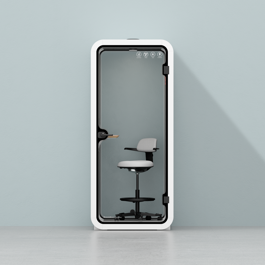 Office Pod Quell AcousticWhite / With Furniture | Upgraded Device Shelf / Dark Grey