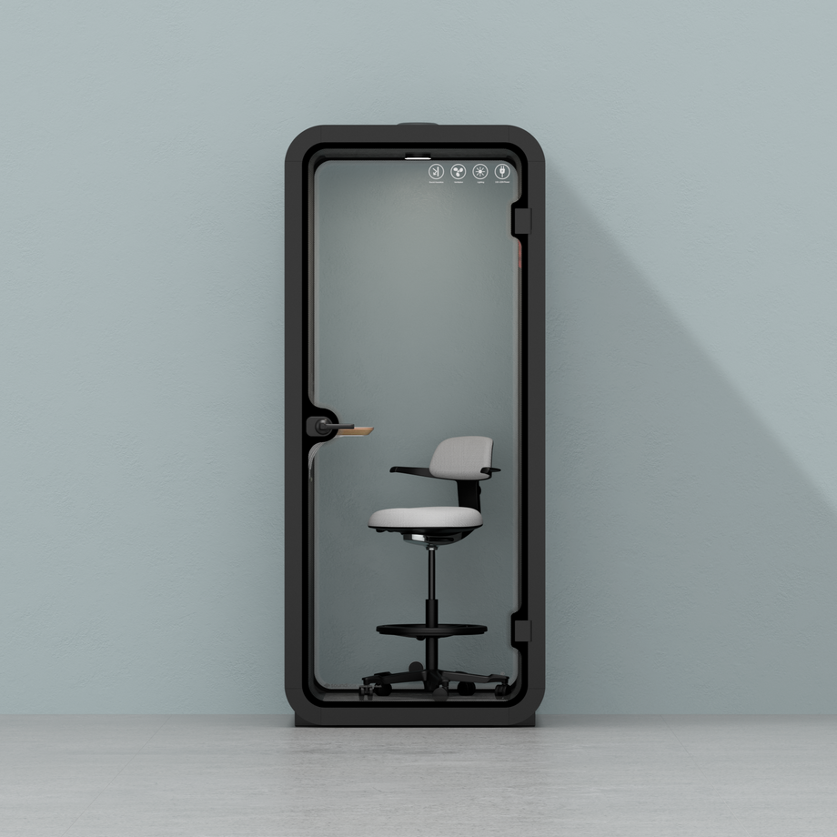 Office Pod Quell AcousticWooden / With Furniture | Upgraded Device Shelf / Dark Grey