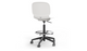 Aarhus Swivel Counter Stool by Quell Design in white positioned around a modern kitchen island with wooden countertops and pendant lighting. Featuring a smooth moulded polypropylene seat, adjustable gas-lift height, 360-degree swivel, integrated footrest ring, and sturdy five-star base, this Scandinavian-inspired stool blends ergonomic comfort with minimalist contemporary style for residential and commercial interiors.