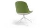 Bloom Chair by Quell Design – a modern Scandinavian-style chair in olive with a smooth contoured seat upholstered in linen-velvet and eco PU panels. Supported by a sleek black Eiffel-style steel base, this elegant and comfortable chair brings a touch of colour and minimalist sophistication to contemporary interiors, perfect for hospitality, dining, or office settings.