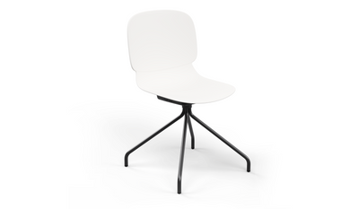 Aarhus Eiffel Chair by Quell Design – a modern Scandinavian-style chair in white with a sculpted polypropylene shell and iconic “Eiffel” steel rod base in powder-coated finish. The contoured ergonomic seat and minimalist frame combine strength, elegance, and everyday functionality for contemporary dining, task, or educational spaces.