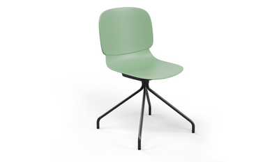 Aarhus Eiffel Chair by Quell Design – a modern Scandinavian-style chair in morandi green with a sculpted polypropylene shell and iconic “Eiffel” steel rod base in powder-coated finish. The contoured ergonomic seat and minimalist frame combine strength, elegance, and everyday functionality for contemporary dining, task, or educational spaces.