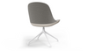 Bloom Chair by Quell Design – a modern Scandinavian-style chair in light grey with a smooth contoured seat upholstered in linen-velvet and eco PU panels. Supported by a sleek black Eiffel-style steel base, this elegant and comfortable chair brings a touch of colour and minimalist sophistication to contemporary interiors, perfect for hospitality, dining, or office settings.