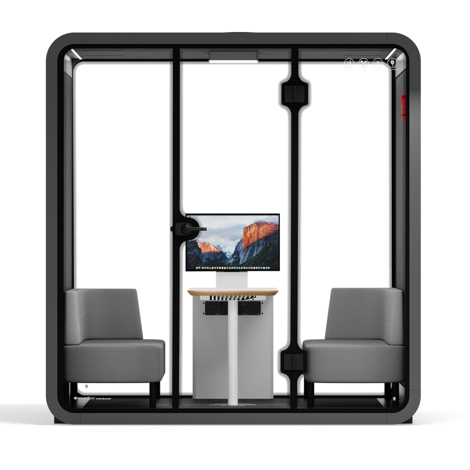 Quell - 4 Person Meeting BoothWooden / Dark Grey / Delux