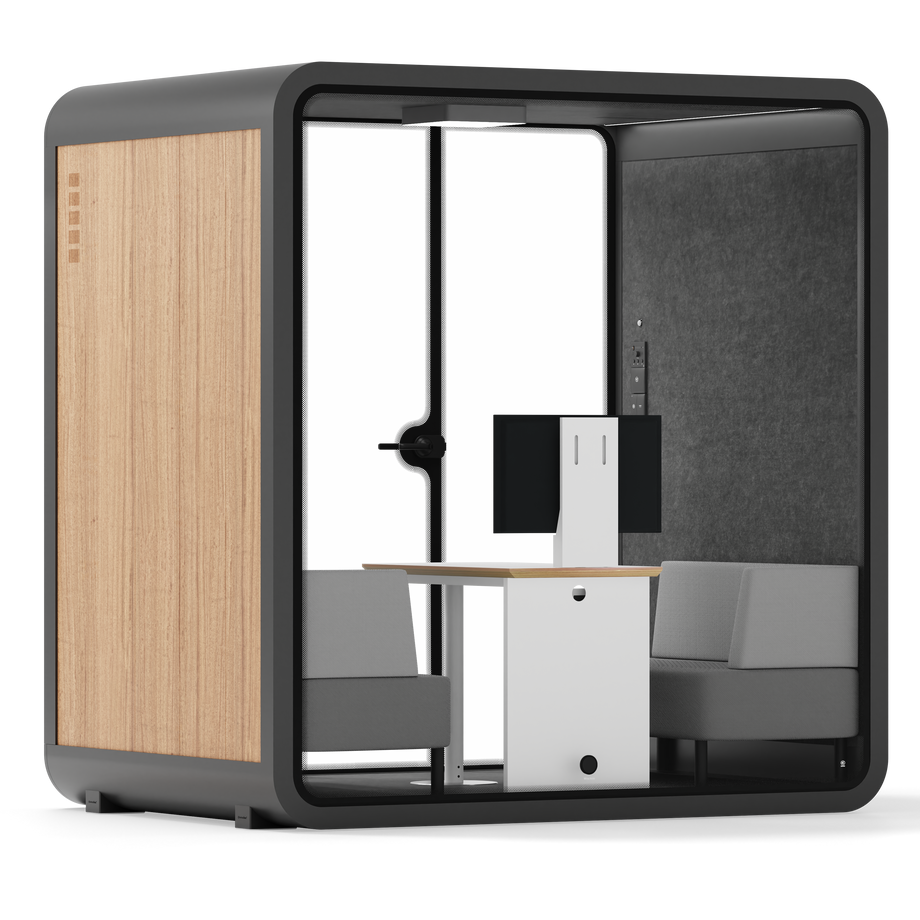 Quell - 4 Person Meeting BoothWooden / Dark Grey / Delux