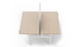 Vivo Up Elevate Height-Adjustable Workstation on a white background, featuring a 25mm E0-grade melamine desktop with ABS edge banding, dual-motor sit-stand steel leg system, integrated flip-up cable box, concealed cable management, fabric privacy screen and smart OLED controller; ergonomic height-adjustable workstation designed for modern, tech-enabled office environments.