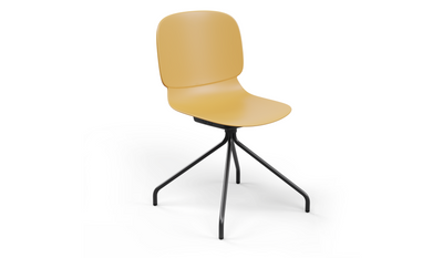Aarhus Eiffel Chair by Quell Design – a modern Scandinavian-style chair in ginger with a sculpted polypropylene shell and iconic “Eiffel” steel rod base in powder-coated finish. The contoured ergonomic seat and minimalist frame combine strength, elegance, and everyday functionality for contemporary dining, task, or educational spaces.