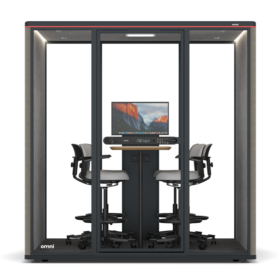 Omni Seis Mesa de Reunião de Balcão (+ Suporte para Monitor) / Gabriel Medley Ocean Pebble / #a49f98