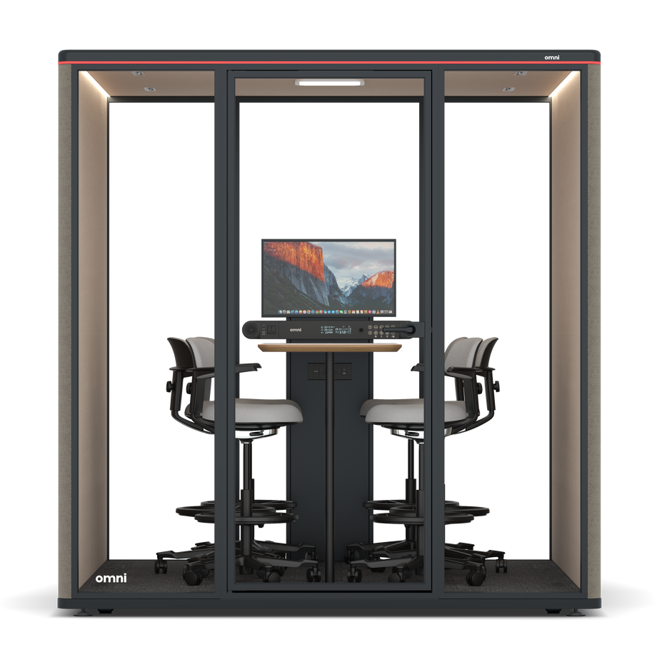 Omni Seis Mesa de Reunião de Balcão (+ Suporte para Monitor) / Gabriel Medley Ocean Pebble / #a18e7e