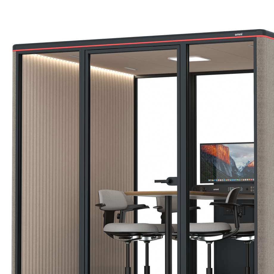 Omni Seis Mesa de Reunião de Balcão (+ Suporte para Monitor) / Gabriel Medley Ocean Pebble / #a18e7e