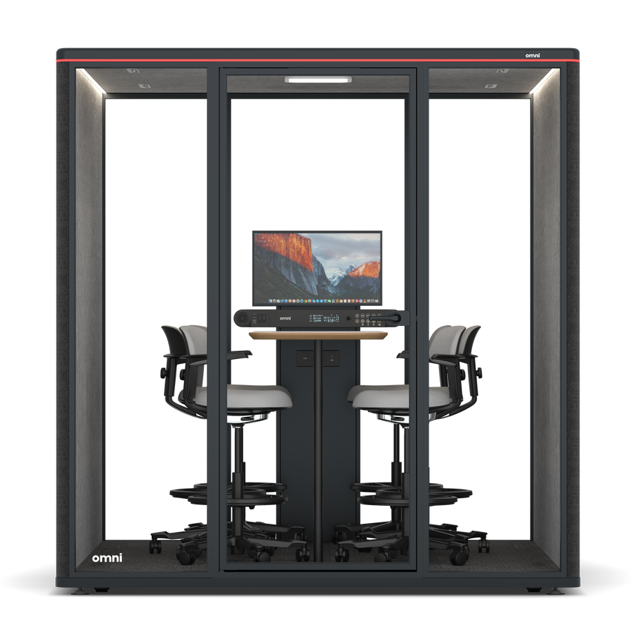 Omni Seis Mesa de Reunião de Balcão (+ Suporte para Monitor) / Gabriel Medley Black / #a49f98