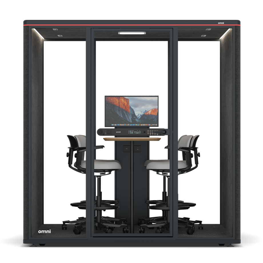 Omni Seis Mesa de Reunião de Balcão (+ Suporte para Monitor) / Gabriel Medley Black / #615f5d