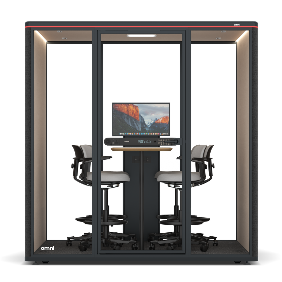 Omni Seis Mesa de Reunião de Balcão (+ Suporte para Monitor) / Gabriel Medley Black / #a18e7e