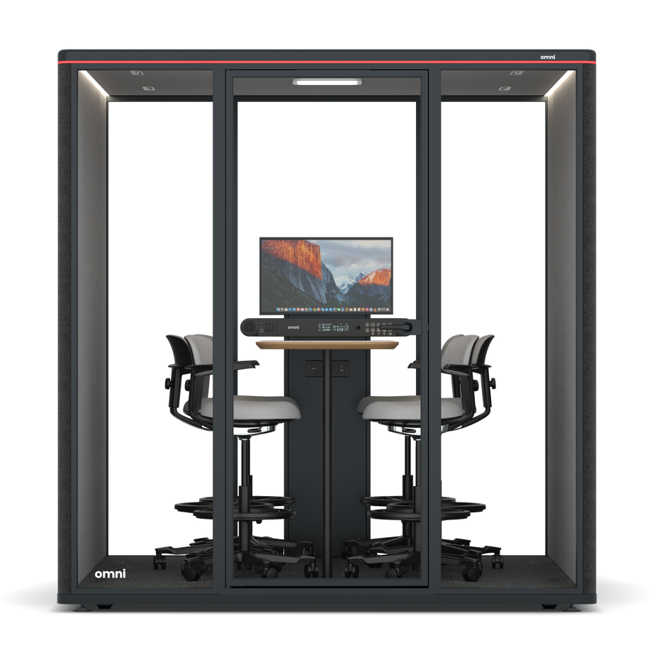 Omni Seis Mesa de Reunião de Balcão (+ Suporte para Monitor) / Gabriel Medley Black / #6d6c69