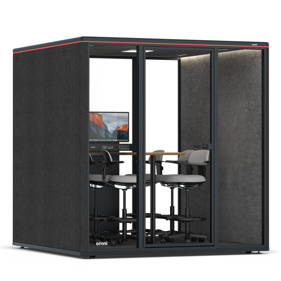 Omni Seis Mesa de Reunião de Balcão (+ Suporte para Monitor) / Gabriel Medley Black / #615f5d