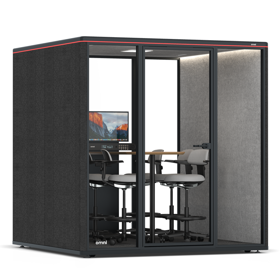 Omni Seis Mesa de Reunião de Balcão (+ Suporte para Monitor) / Gabriel Medley Black / #a49f98