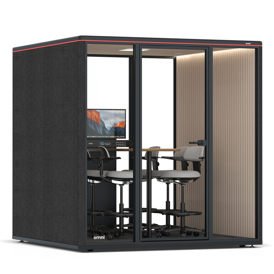 Omni Seis Mesa de Reunião de Balcão (+ Suporte para Monitor) / Gabriel Medley Black / #a18e7e