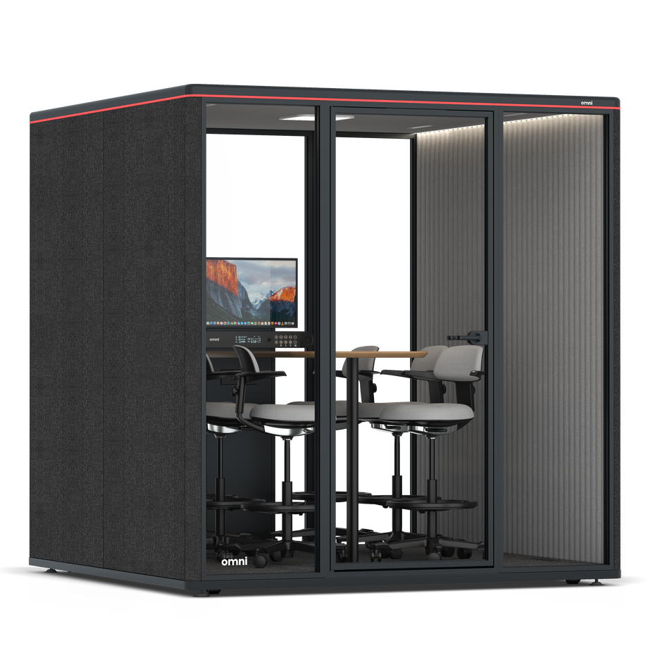 Omni Seis Mesa de Reunião de Balcão (+ Suporte para Monitor) / Gabriel Medley Black / #6d6c69