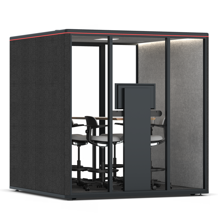 Omni Seis Mesa de Reunião de Balcão (+ Suporte para Monitor) / Gabriel Medley Black / #a49f98