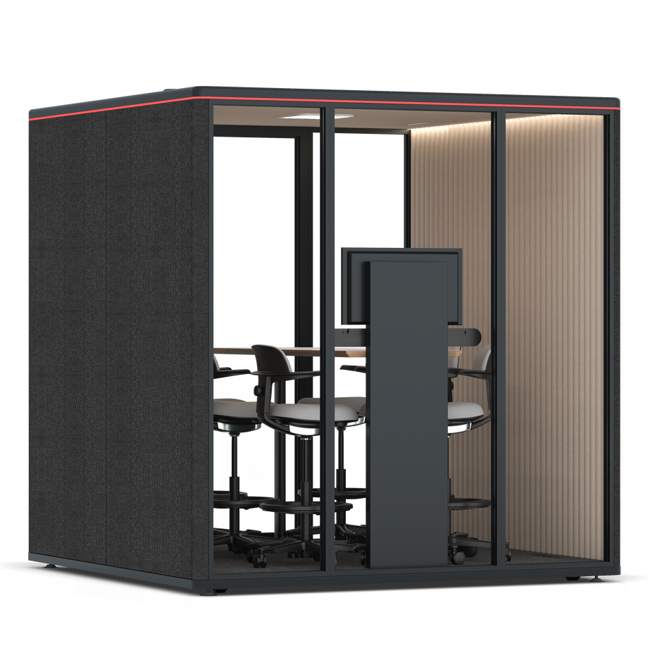 Omni Seis Mesa de Reunião de Balcão (+ Suporte para Monitor) / Gabriel Medley Black / #a18e7e