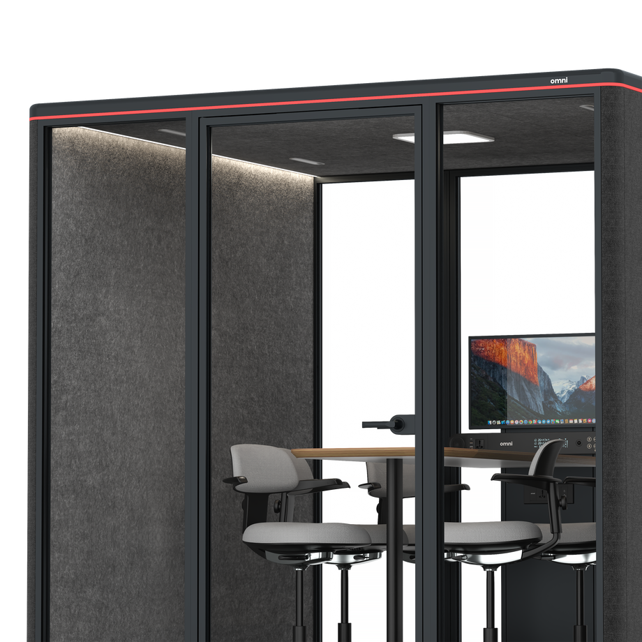 Omni Seis Mesa de Reunião de Balcão (+ Suporte para Monitor) / Gabriel Medley Black / #615f5d