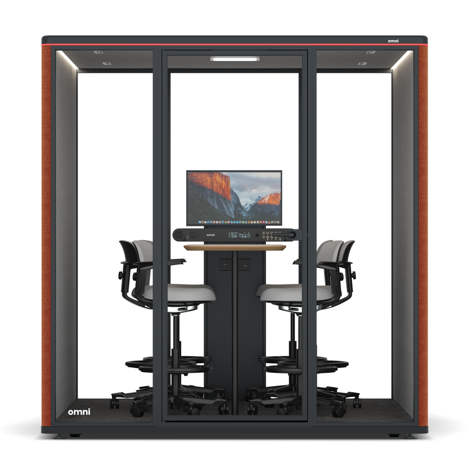 Omni Seis Mesa de Reunião de Balcão (+ Suporte para Monitor) / Bloody Orange / #6d6c69
