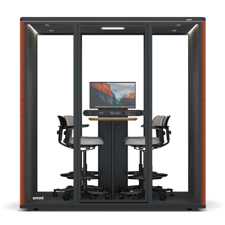 Omni Seis Mesa de Reunião de Balcão (+ Suporte para Monitor) / Bloody Orange / #615f5d