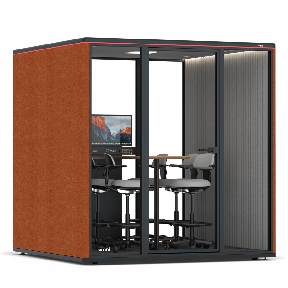 Omni Seis Mesa de Reunião de Balcão (+ Suporte para Monitor) / Bloody Orange / #6d6c69