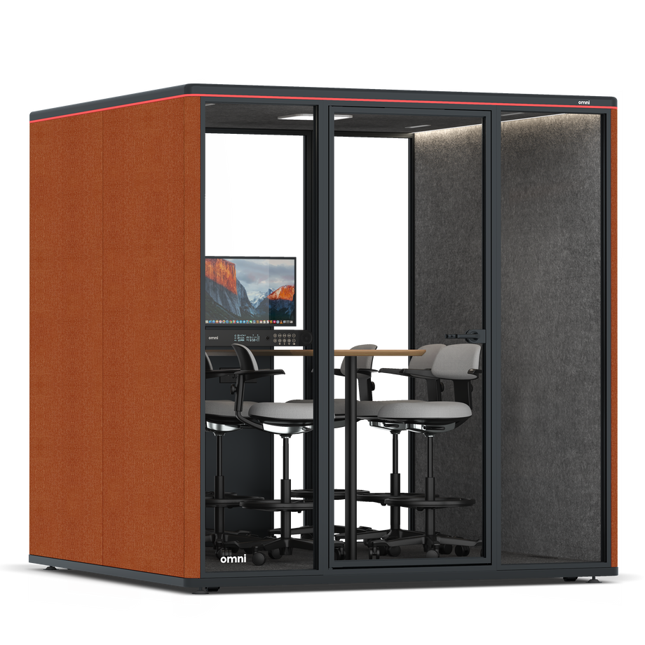 Omni Seis Mesa de Reunião de Balcão (+ Suporte para Monitor) / Bloody Orange / #615f5d