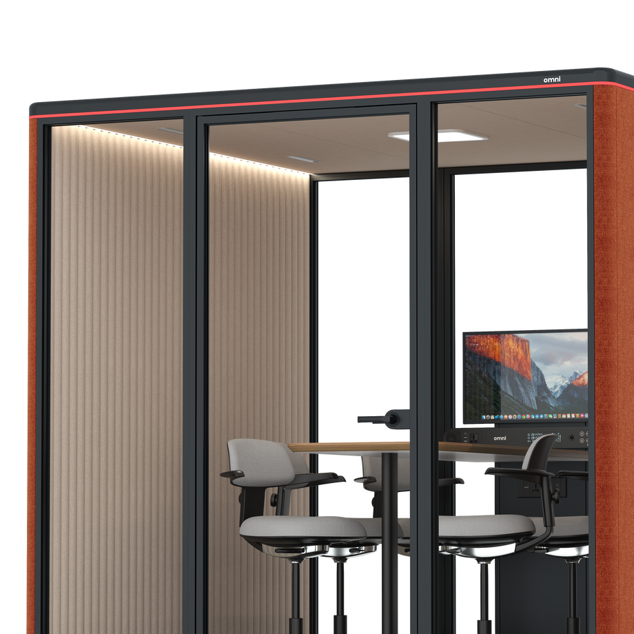 Omni Seis Mesa de Reunião de Balcão (+ Suporte para Monitor) / Bloody Orange / #a18e7e