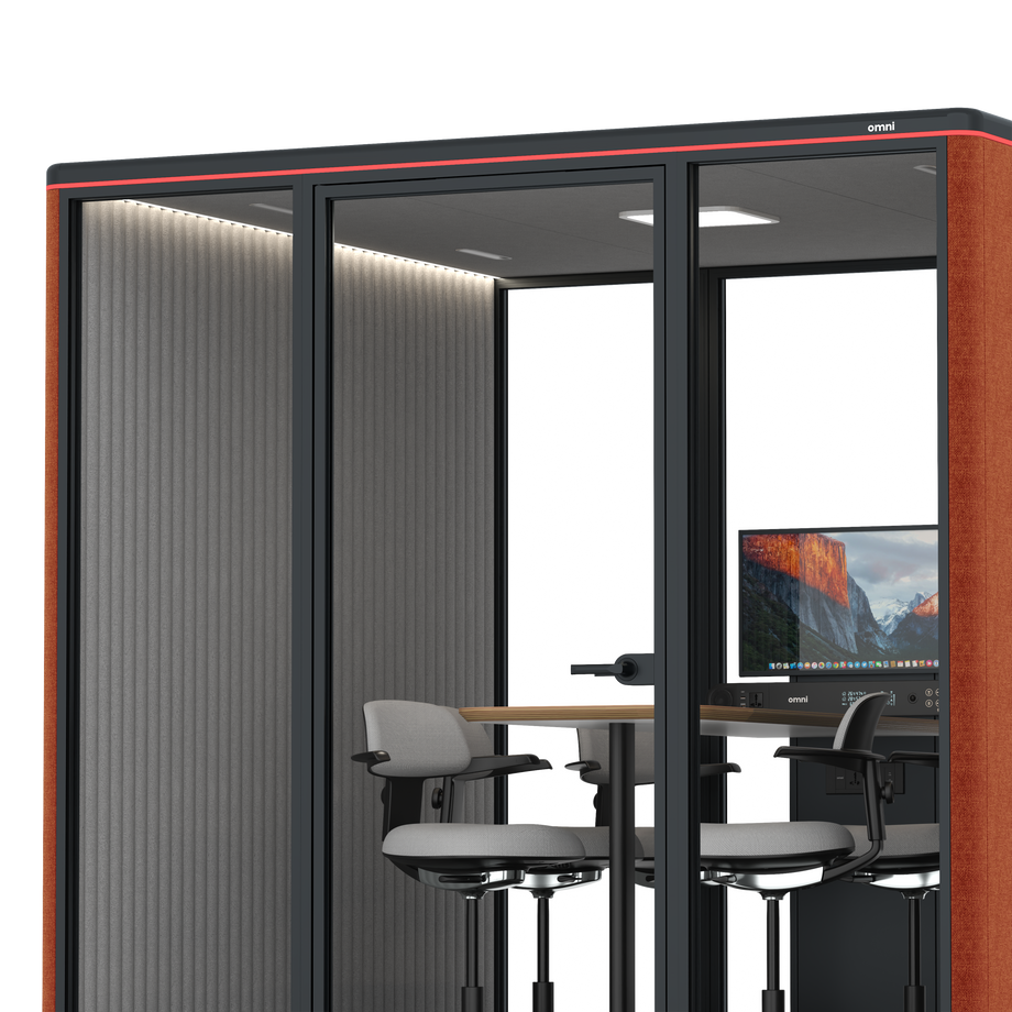 Omni Seis Mesa de Reunião de Balcão (+ Suporte para Monitor) / Bloody Orange / #6d6c69