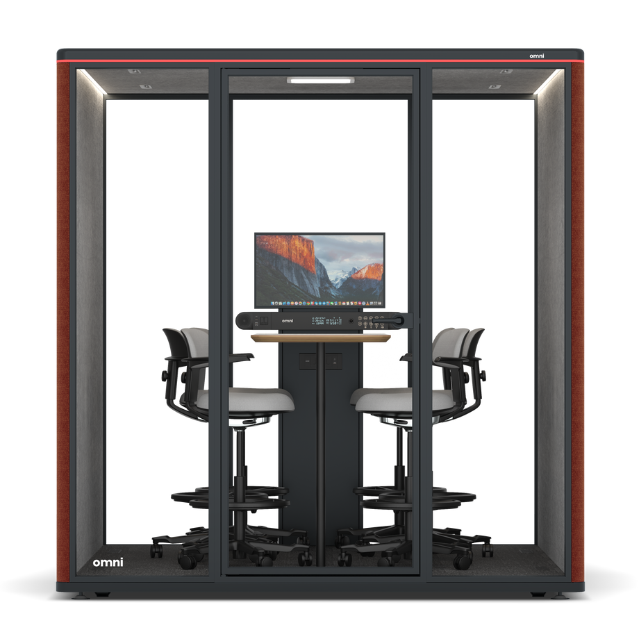 Omni Seis Mesa de Reunião de Balcão (+ Suporte para Monitor) / Gabriel Medley Deep Rouge / #a49f98