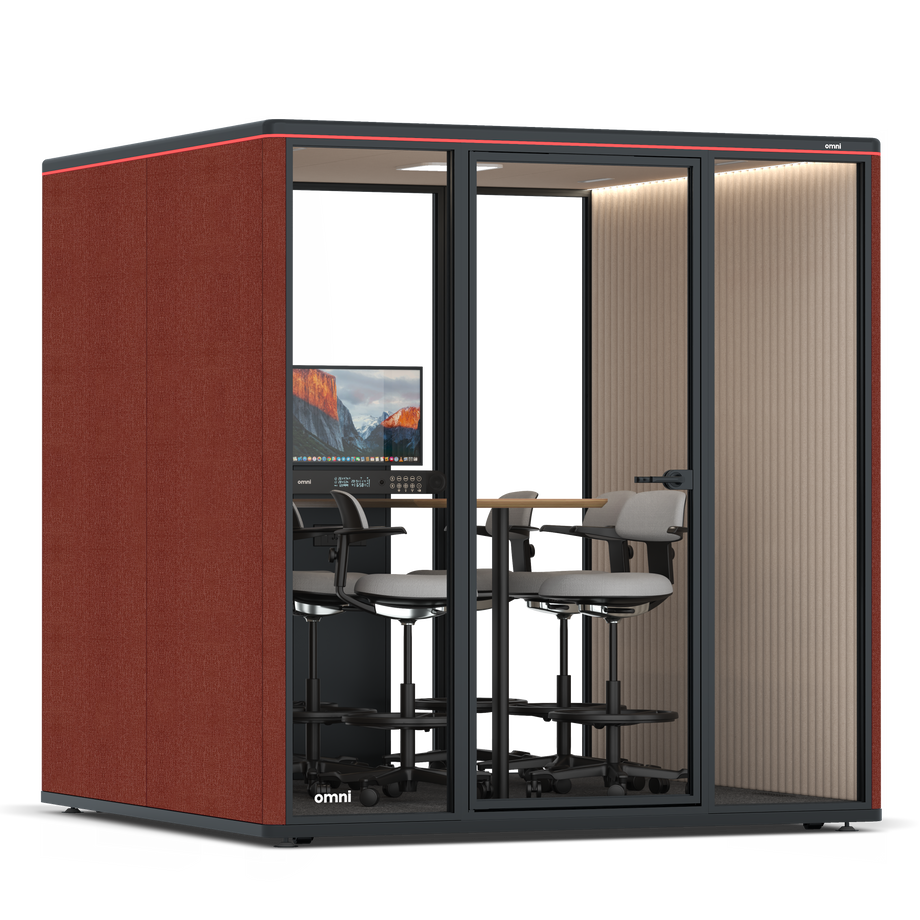 Omni Seis Mesa de Reunião de Balcão (+ Suporte para Monitor) / Gabriel Medley Deep Rouge / #a18e7e