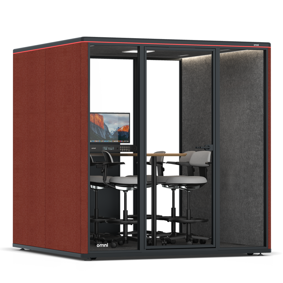 Omni Seis Mesa de Reunião de Balcão (+ Suporte para Monitor) / Gabriel Medley Deep Rouge / #615f5d