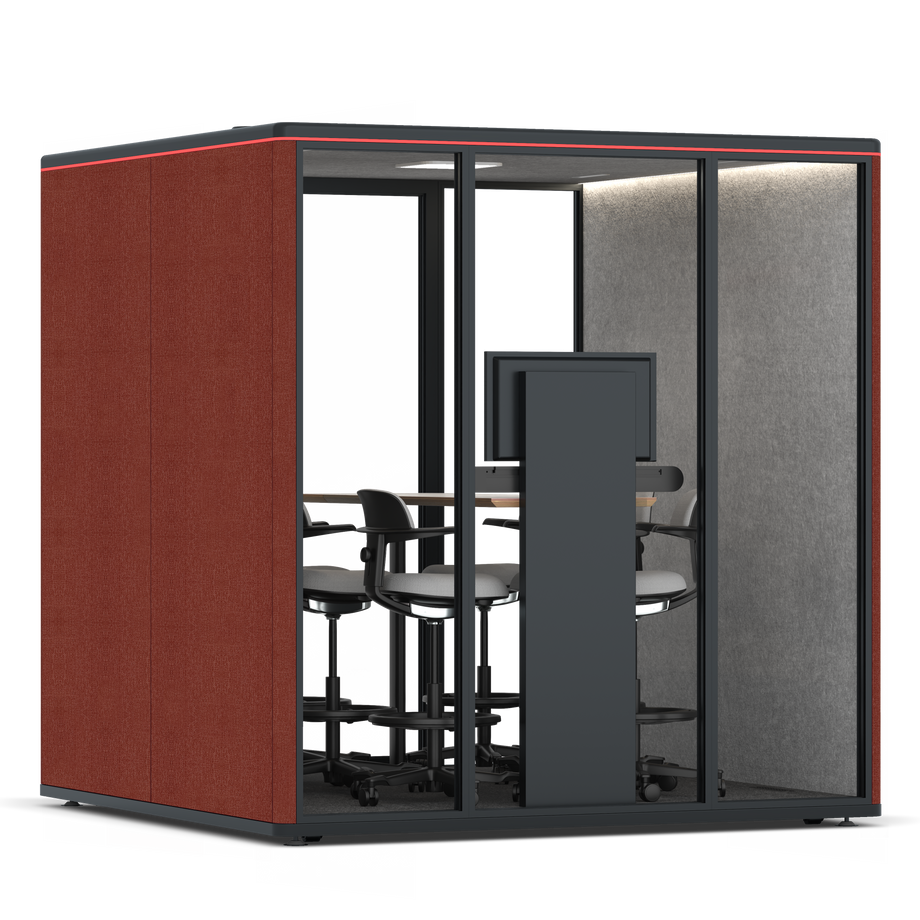 Omni Seis Mesa de Reunião de Balcão (+ Suporte para Monitor) / Gabriel Medley Deep Rouge / #a49f98