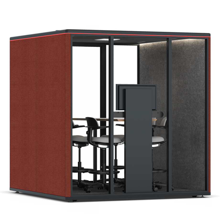 Omni Seis Mesa de Reunião de Balcão (+ Suporte para Monitor) / Gabriel Medley Deep Rouge / #615f5d
