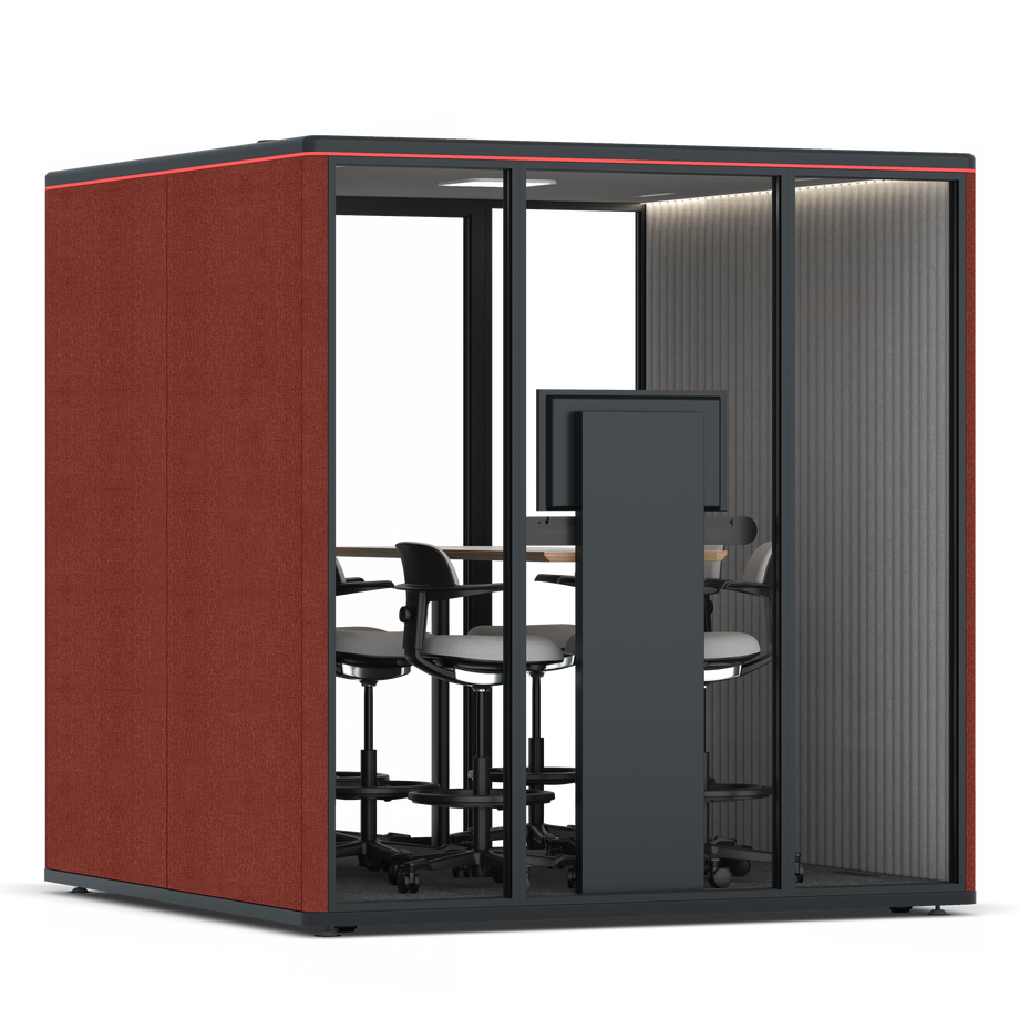 Omni Seis Mesa de Reunião de Balcão (+ Suporte para Monitor) / Gabriel Medley Deep Rouge / #6d6c69